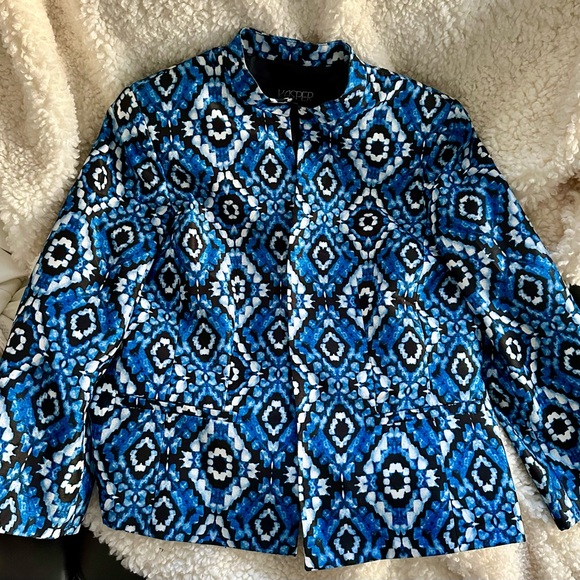 Kasper Blue and Black Geometric Jacket - Picture 4 of 8
